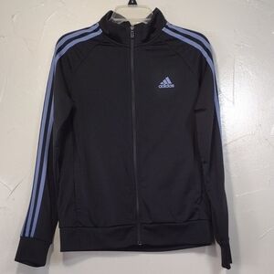 Adidas Primegreen Warm-up 3-Stripe Zip Track Jacket Black & Violet Womens Medium